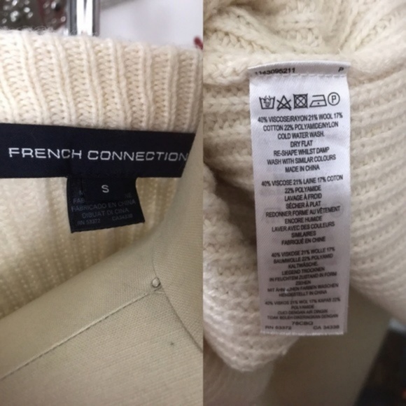 FCUK Honeycomb Stitch V Neck Zip Sweater Poncho - Picture 7 of 8